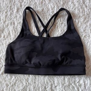 Lululemon Energy Bra Medium Support, Size 4 Heritage 365 Camo Deep Coal Multi